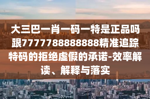 大三巴一肖一碼一特是正品嗎跟7777788888888精準(zhǔn)追蹤特碼的拒絕虛假的承諾-效率解讀、解釋與落實(shí)