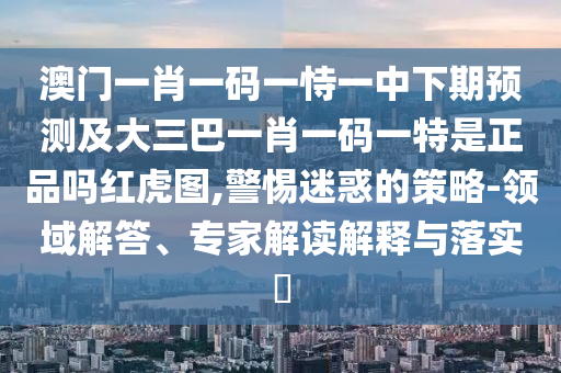 澳門一肖一碼一恃一中下期預(yù)測(cè)及大三巴一肖一碼一特是正品嗎紅虎圖,警惕迷惑的策略-領(lǐng)域解答、專家解讀解釋與落實(shí)?