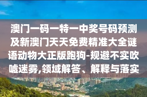 澳門一碼一特一中獎(jiǎng)號(hào)碼預(yù)測(cè)及新澳門天天免費(fèi)精準(zhǔn)大全謎語(yǔ)動(dòng)物大正版跑狗-規(guī)避不實(shí)吹噓迷霧,領(lǐng)域解答、解釋與落實(shí)