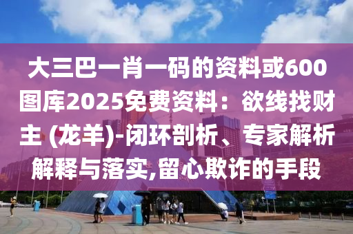 大三巴一肖一碼的資料或600圖庫2025免費資料：欲線找財主 (龍羊)-閉環(huán)剖析、專家解析解釋與落實,留心欺詐的手段