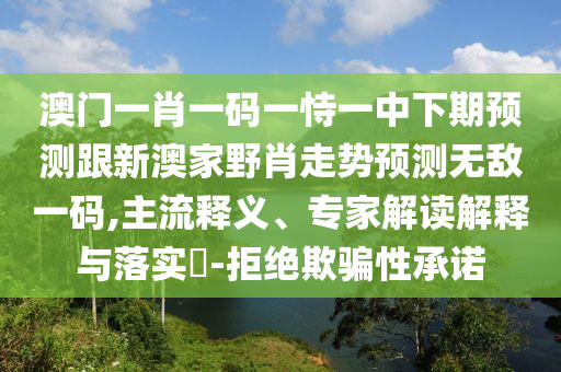 澳門一肖一碼一恃一中下期預測跟新澳家野肖走勢預測無敵一碼,主流釋義、專家解讀解釋與落實?-拒絕欺騙性承諾
