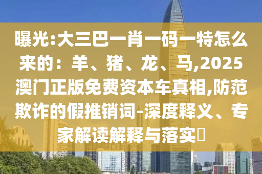 曝光:大三巴一肖一碼一特怎么來(lái)的：羊、豬、龍、馬,2025澳門(mén)正版免費(fèi)資本車(chē)真相,防范欺詐的假推銷(xiāo)詞-深度釋義、專家解讀解釋與落實(shí)?