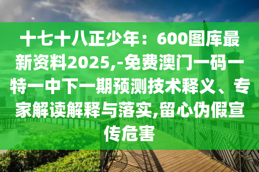 十七十八正少年：600圖庫(kù)最新資料2025,-免費(fèi)澳門(mén)一碼一特一中下一期預(yù)測(cè)技術(shù)釋義、專(zhuān)家解讀解釋與落實(shí),留心偽假宣傳危害