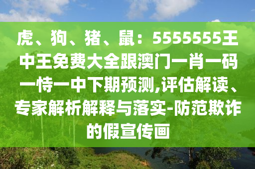 虎、狗、豬、鼠：5555555王中王免費(fèi)大全跟澳門一肖一碼一恃一中下期預(yù)測,評(píng)估解讀、專家解析解釋與落實(shí)-防范欺詐的假宣傳畫
