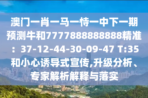 澳門一肖一馬一恃一中下一期預測牛和7777888888888精準：37-12-44-30-09-47 T:35和小心誘導式宣傳,升級分析、專家解析解釋與落實