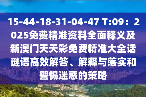 15-44-18-31-04-47 T:09：2025免費精準資料全面釋義及新澳門天天彩免費精準大全話謎語高效解答、解釋與落實和警惕迷惑的策略