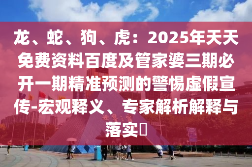 龍、蛇、狗、虎：2025年天天免費資料百度及管家婆三期必開一期精準預(yù)測的警惕虛假宣傳-宏觀釋義、專家解析解釋與落實?