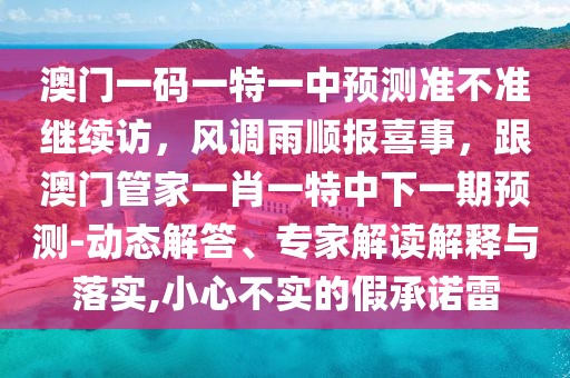 澳門一碼一特一中預(yù)測準不準繼續(xù)訪，風調(diào)雨順報喜事，跟澳門管家一肖一特中下一期預(yù)測-動態(tài)解答、專家解讀解釋與落實,小心不實的假承諾雷