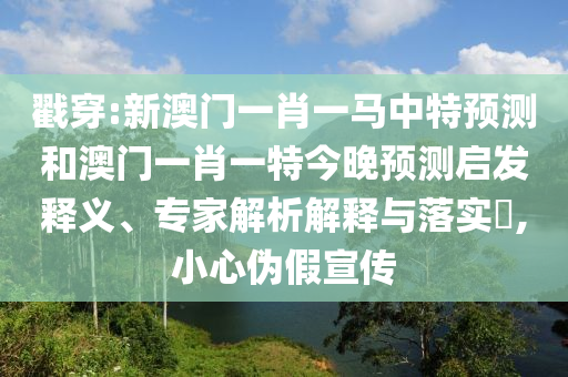 戳穿:新澳門一肖一馬中特預測和澳門一肖一特今晚預測啟發(fā)釋義、專家解析解釋與落實?,小心偽假宣傳