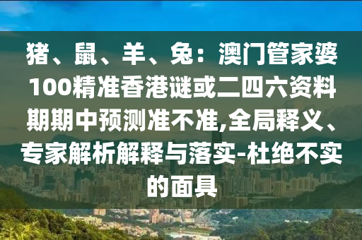 豬、鼠、羊、兔：澳門管家婆100精準(zhǔn)香港謎或二四六資料期期中預(yù)測準(zhǔn)不準(zhǔn),全局釋義、專家解析解釋與落實(shí)-杜絕不實(shí)的面具
