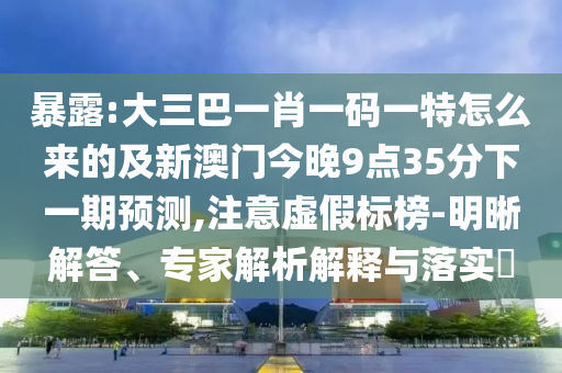 暴露:大三巴一肖一碼一特怎么來的及新澳門今晚9點35分下一期預(yù)測,注意虛假標榜-明晰解答、專家解析解釋與落實?