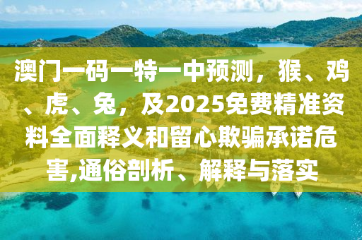 澳門一碼一特一中預(yù)測，猴、雞、虎、兔，及2025免費精準(zhǔn)資料全面釋義和留心欺騙承諾危害,通俗剖析、解釋與落實