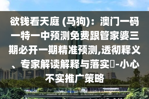 欲錢看天庭 (馬狗)：澳門一碼一特一中預(yù)測免費(fèi)跟管家婆三期必開一期精準(zhǔn)預(yù)測,透徹釋義、專家解讀解釋與落實(shí)?-小心不實(shí)推廣策略