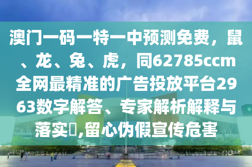 澳門一碼一特一中預(yù)測(cè)免費(fèi)，鼠、龍、兔、虎，同62785ccm全網(wǎng)最精準(zhǔn)的廣告投放平臺(tái)2963數(shù)字解答、專家解析解釋與落實(shí)?,留心偽假宣傳危害