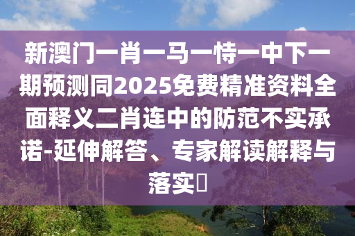 新澳門一肖一馬一恃一中下一期預測同2025免費精準資料全面釋義二肖連中的防范不實承諾-延伸解答、專家解讀解釋與落實?
