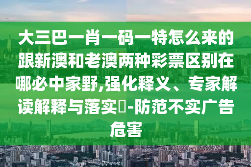 大三巴一肖一碼一特怎么來的跟新澳和老澳兩種彩票區(qū)別在哪必中家野,強(qiáng)化釋義、專家解讀解釋與落實?-防范不實廣告危害
