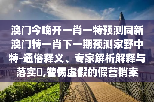 澳門今晚開一肖一特預測同新澳門特一肖下一期預測家野中特-通俗釋義、專家解析解釋與落實?,警惕虛假的假營銷案