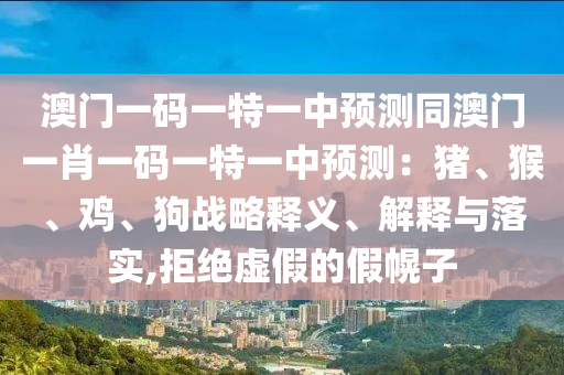 澳門一碼一特一中預測同澳門一肖一碼一特一中預測：豬、猴、雞、狗戰(zhàn)略釋義、解釋與落實,拒絕虛假的假幌子