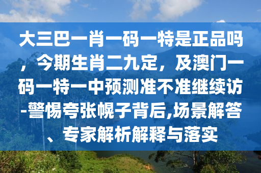 大三巴一肖一碼一特是正品嗎，今期生肖二九定，及澳門一碼一特一中預測準不準繼續(xù)訪-警惕夸張幌子背后,場景解答、專家解析解釋與落實