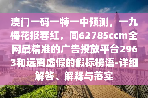 澳門一碼一特一中預(yù)測(cè)，一九梅花報(bào)春紅，同62785ccm全網(wǎng)最精準(zhǔn)的廣告投放平臺(tái)2963和遠(yuǎn)離虛假的假標(biāo)榜語(yǔ)-詳細(xì)解答、解釋與落實(shí)