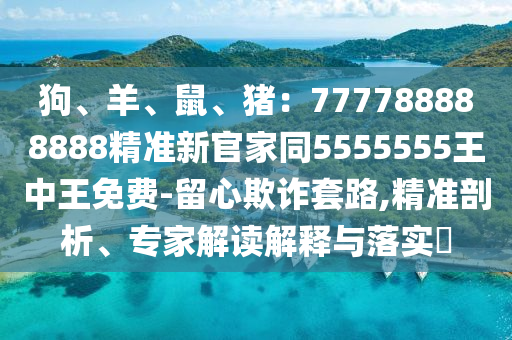 狗、羊、鼠、豬：777788888888精準(zhǔn)新官家同5555555王中王免費-留心欺詐套路,精準(zhǔn)剖析、專家解讀解釋與落實?