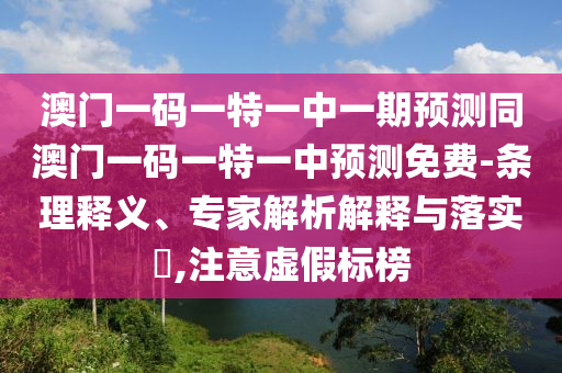 澳門一碼一特一中一期預(yù)測同澳門一碼一特一中預(yù)測免費-條理釋義、專家解析解釋與落實?,注意虛假標(biāo)榜
