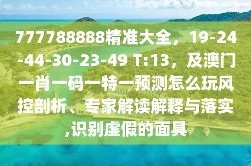 777788888精準(zhǔn)大全，19-24-44-30-23-49 T:13，及澳門一肖一碼一特一預(yù)測怎么玩風(fēng)控剖析、專家解讀解釋與落實,識別虛假的面具