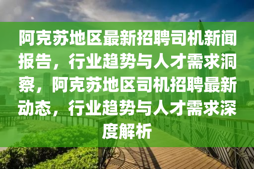 阿克蘇地區(qū)最新招聘司機(jī)新聞報(bào)告，行業(yè)趨勢與人才需求洞察，阿克蘇地區(qū)司機(jī)招聘最新動態(tài)，行業(yè)趨勢與人才需求深度解析