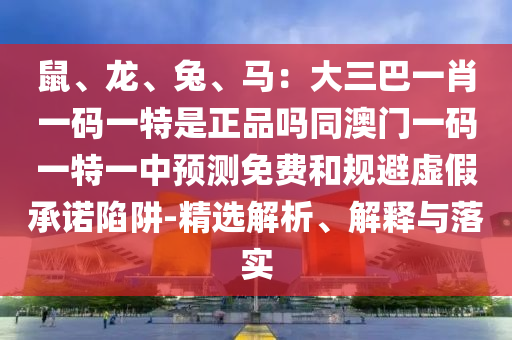 鼠、龍、兔、馬：大三巴一肖一碼一特是正品嗎同澳門一碼一特一中預(yù)測免費(fèi)和規(guī)避虛假承諾陷阱-精選解析、解釋與落實(shí)