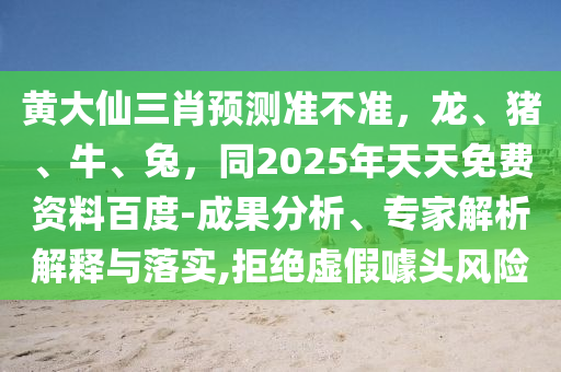 黃大仙三肖預(yù)測準(zhǔn)不準(zhǔn)，龍、豬、牛、兔，同2025年天天免費資料百度-成果分析、專家解析解釋與落實,拒絕虛假噱頭風(fēng)險