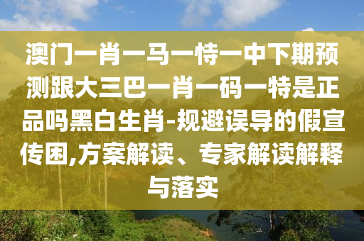 澳門一肖一馬一恃一中下期預(yù)測(cè)跟大三巴一肖一碼一特是正品嗎黑白生肖-規(guī)避誤導(dǎo)的假宣傳困,方案解讀、專家解讀解釋與落實(shí)