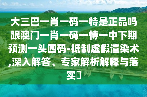 大三巴一肖一碼一特是正品嗎跟澳門一肖一碼一恃一中下期預(yù)測一頭四碼-抵制虛假渲染術(shù),深入解答、專家解析解釋與落實(shí)?