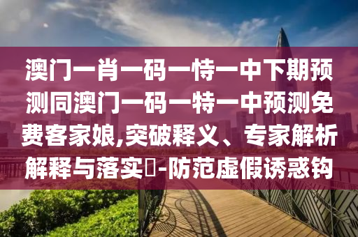 澳門一肖一碼一恃一中下期預(yù)測(cè)同澳門一碼一特一中預(yù)測(cè)免費(fèi)客家娘,突破釋義、專家解析解釋與落實(shí)?-防范虛假誘惑鉤
