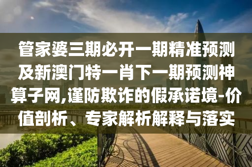 管家婆三期必開一期精準(zhǔn)預(yù)測及新澳門特一肖下一期預(yù)測神算子網(wǎng),謹(jǐn)防欺詐的假承諾境-價(jià)值剖析、專家解析解釋與落實(shí)