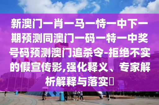 新澳門一肖一馬一恃一中下一期預(yù)測同澳門一碼一特一中獎號碼預(yù)測澳門追殺令-拒絕不實的假宣傳影,強化釋義、專家解析解釋與落實?